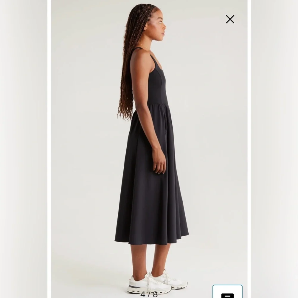NWT- Zella Effortless Square Neck Midi Dress, Black, Small - Picture 3 of 12